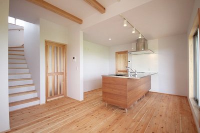 線を考えて家の中心にキッチンを配置