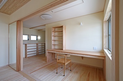 奥さまの作業机。お裁縫をしたり、本を読んだりゆっくりとくつろげる空間。 奥さまの作業机。お裁縫をしたり、本を読んだりゆっくりとくつろげる空間。