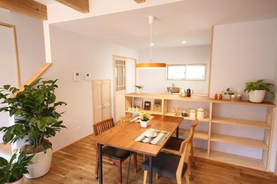 観葉植物の緑がアクセントになる、くつろげる空間