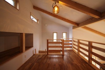 2階ロフト。子供達の楽しい遊び場になりそうな空間に仕上がりました。