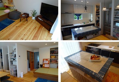 リビングに小上りの畳スペースをつくりました。畳の下は収納になっていますから便利です。