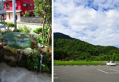 既存の石を利用して池をつくりました。