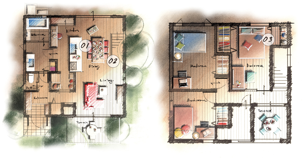 二階建てパース